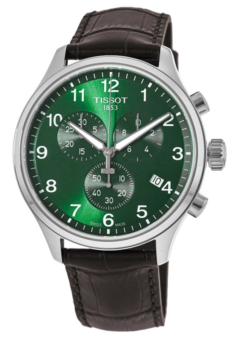 Tissot Chrono XL Classic Quartz Chronograph Green Dial Brown Leather Strap Men's Watch T116.617.16.092.00