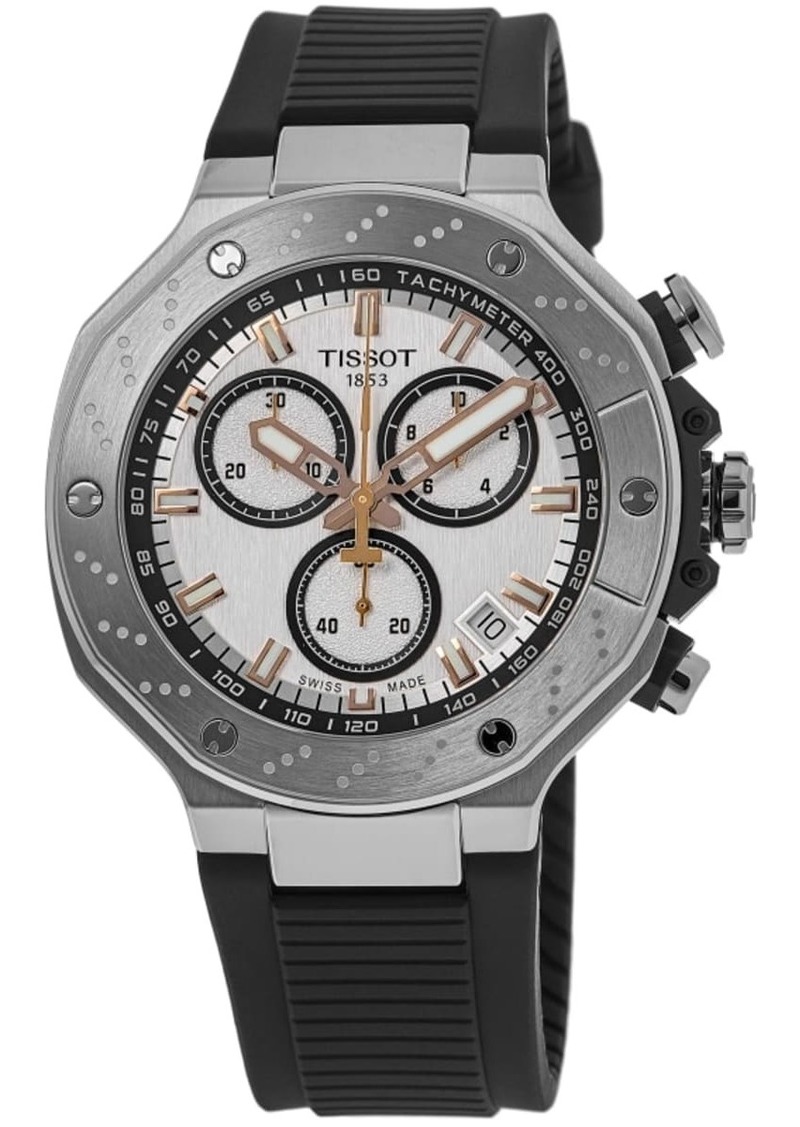 Tissot T-Race Chronograph White Dial Silicone Strap Men's Watch T141.417.17.011.00