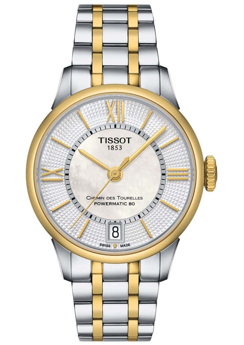 Tissot Women's Chemin Des Tourelles Powermatic 80 Lady White MOP Dial Watch