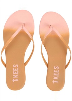 TKEES Leather Flip Flops In Ombre (Nude To Blush Pink)
