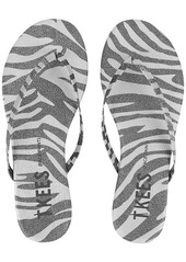 TKEES Leather Flip Flops In Silver Zebra