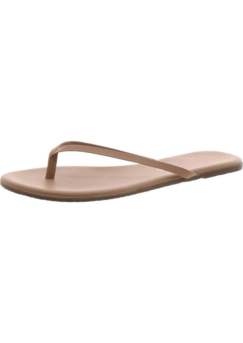 TKEES Womens Faux Leather Slip-On Flip-Flops