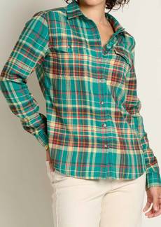 Toad & Co Re-Form Flannel Long Sleeve Shirt In Cyan