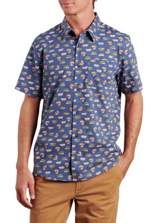 Toad & Co Fletch Short Sleeve Organic Cotton Button-Up Shirt in Enamel Blue Van Print at Nordstrom