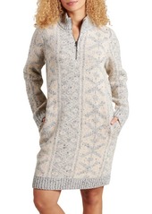 Toad & Co Wilde Quarter Zip Long Sleeve Wool Blend Sweater Dress in Heather Grey Geo at Nordstrom