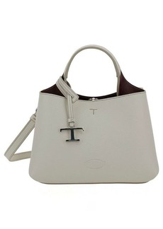 Tod's Micro White Handbag with Embossed Logo and T Timeless Charm in Grainy Leather Woman