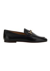Tod's Black Loafers with Gold-tone Double 'T' Detail in Leather Woman