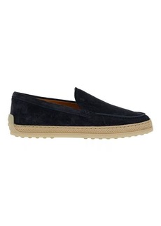 Tod's Black Slip-On Loafers with Rafia Detail in Suede Woman