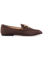 Tod's chain-plaque suede loafers