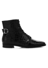 Tod's Croc-Embossed Leather Ankle Boots