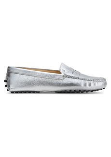 Tod's Gommini Metallic Leather Driving Loafers