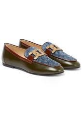 Tod's Kate leather and velvet loafers