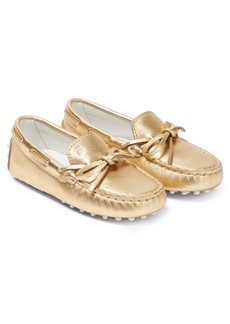 Tod's Junior Gommino metallic leather loafers