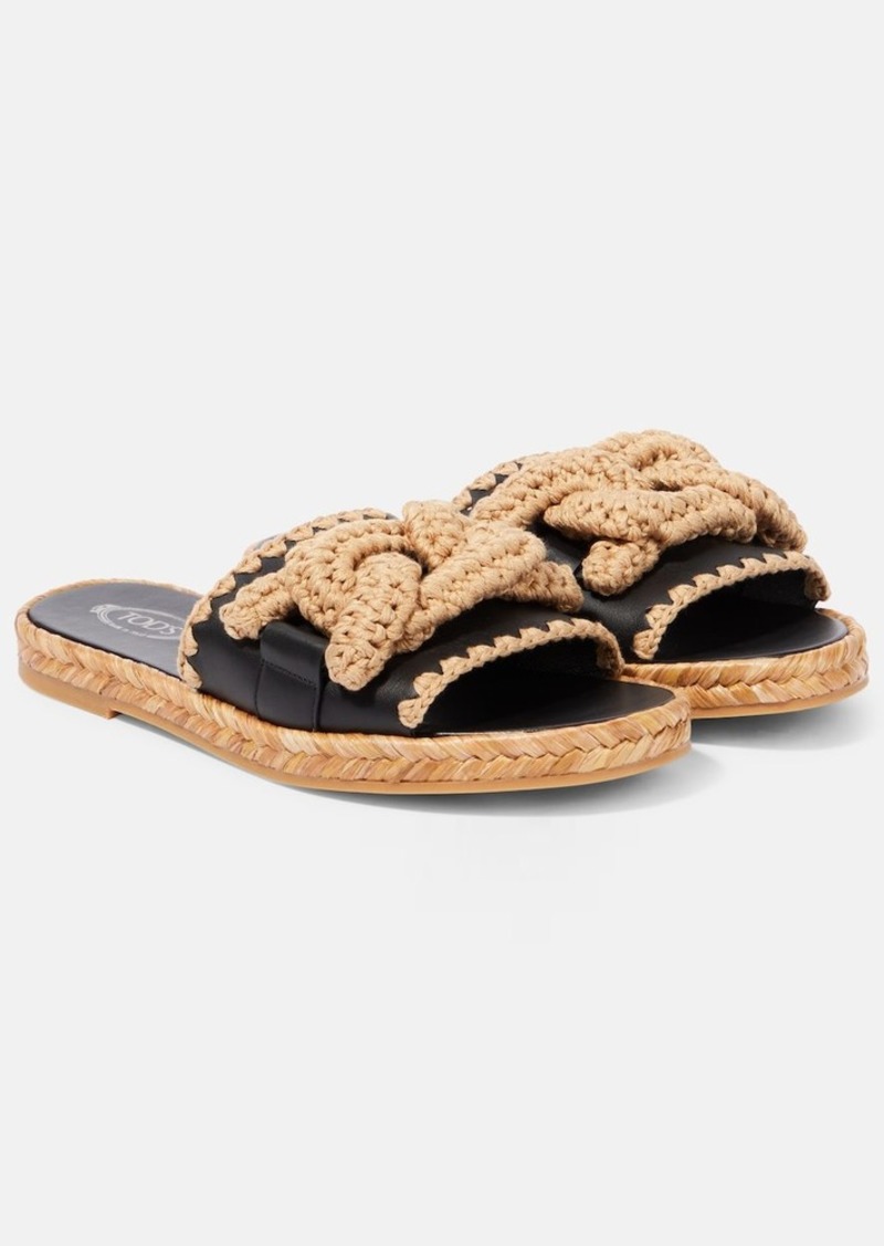 Tod's Kate leather and jute slides