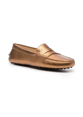 Tod's metallic-finish leather loafers