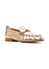 Tod's metallic leather loafers