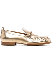 Tod's metallic leather loafers