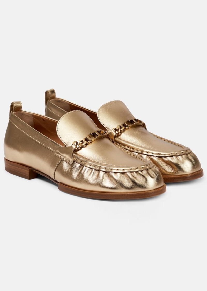 Tod's Metallic leather loafers