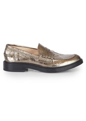 Tod's Metallic Leather Penny Loafers