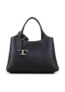 Tod's Micro Black Handbag with Embossed Logo and T Timeless Pendant in Grain Leather Woman