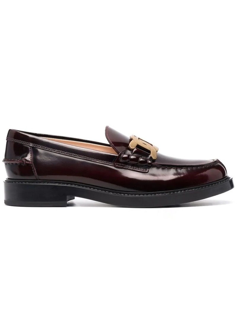 Tod's patent leather logo-plaque loafers