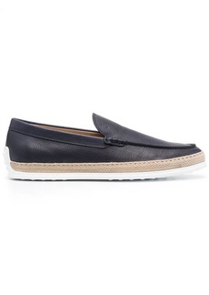 Tod's raffia-trimmed leather loafers