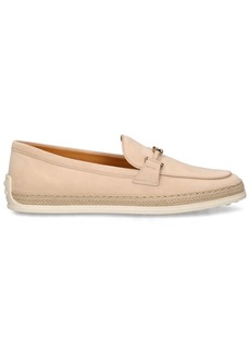 Tod's T Ring Suede & Rubber Loafers
