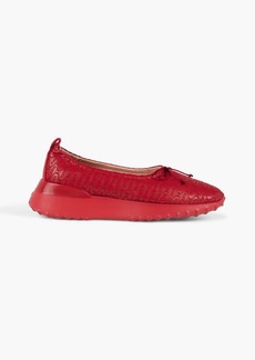 Tod's - Alber Elbaz embossed leather exaggerated-sole ballet flats - Red - EU 35