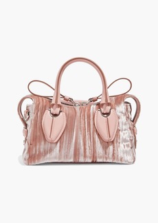 Tod's - Bauletto Zip Mini leather-trimmed velvet tote - Pink - OneSize