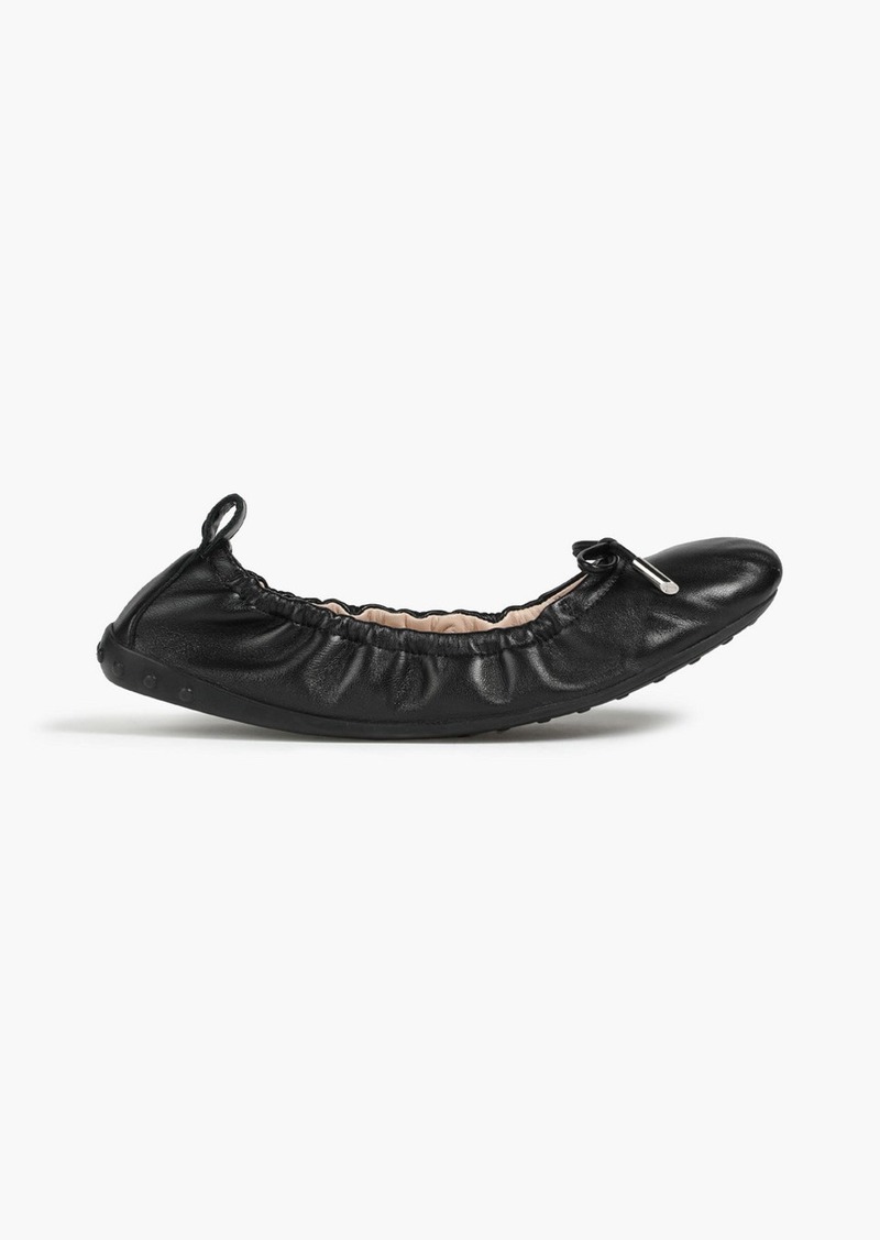 Tod's - Bow-embellished leather ballet flats - Black - EU 34.5