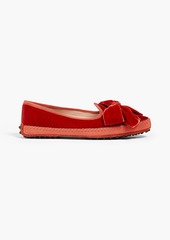 Tod's - Bow-embellished velvet loafers - Red - EU 35