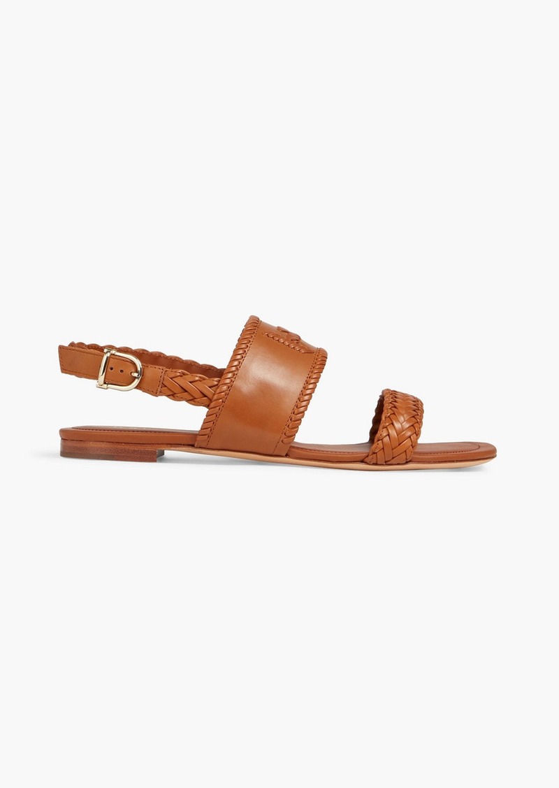 Tod's - Braided leather slingback sandals - Brown - EU 35
