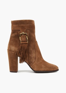 Tod's - Buckled fringed suede ankle boots - Brown - EU 35.5