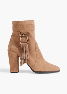Tod's - Fringed suede ankle boots - Neutral - EU 38.5