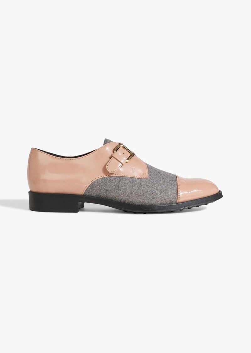 Tod's - Buckled felt and patent-leather brogues - Pink - EU 35