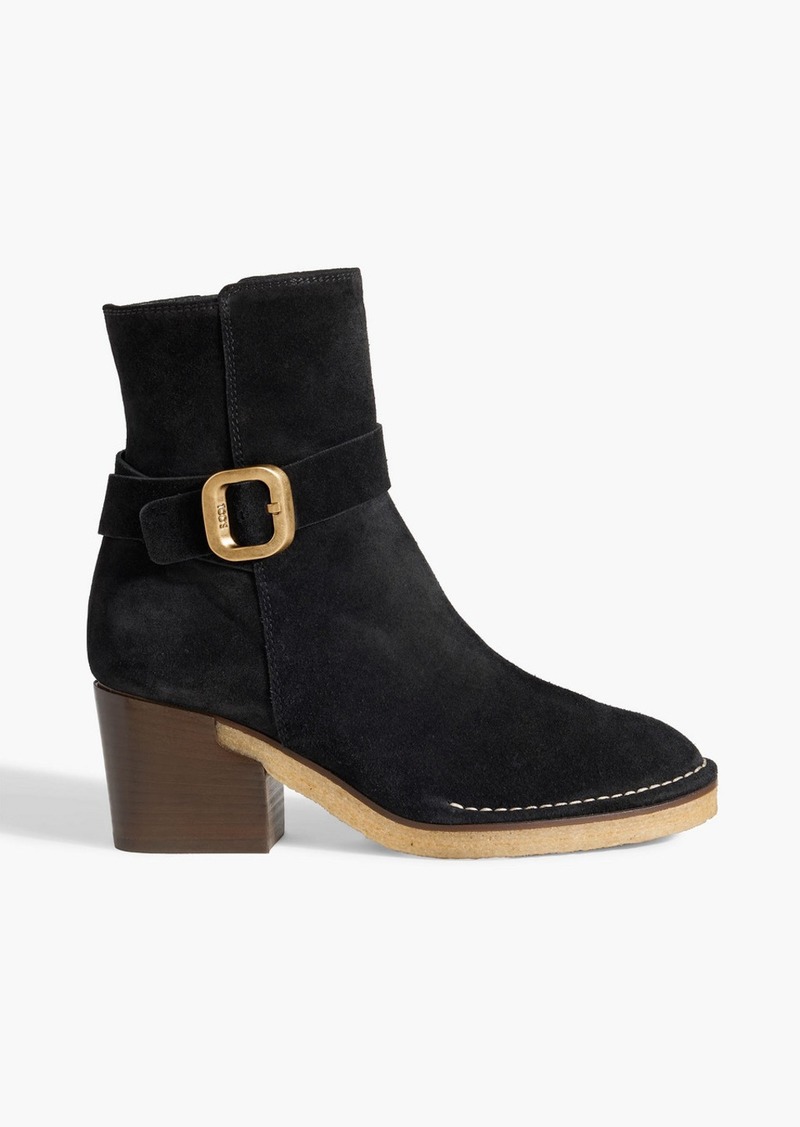 Tod's - Buckled suede ankle boots - Black - EU 35