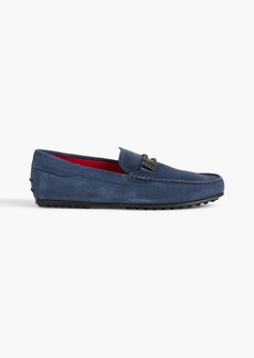 Tod's - City Gommino embellished suede driving shoes - Blue - UK 5.5