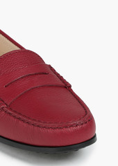 Tod's - City Gommino textured-leather loafers - Burgundy - EU 35