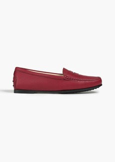 Tod's - City Gommino textured-leather loafers - Burgundy - EU 35