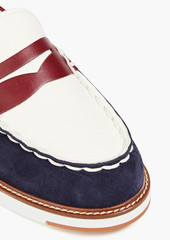 Tod's - Color-block suede and pebbled-leather loafers - Blue - EU 40