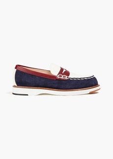 Tod's - Color-block suede and pebbled-leather loafers - Blue - EU 37