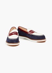 Tod's - Color-block suede and pebbled-leather loafers - Blue - EU 35