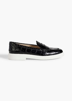 Tod's - Croc-effect leather loafers - Black - EU 34