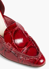 Tod's - Croc-effect leather pumps - Burgundy - EU 40