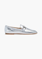 Tod's - Crystal-embellished metallic leather loafers - Metallic - EU 35