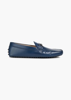 Tod's - Double T embellished leather driving shoes - Blue - UK 8