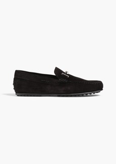 Tod's - Double T embellished suede driving shoes - Black - UK 6.5