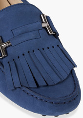 Tod's - Double T fringed suede loafers - Blue - EU 35