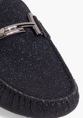 Tod's - Double T glittered suede loafers - Metallic - EU 40