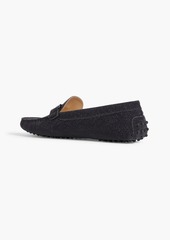 Tod's - Double T glittered suede loafers - Metallic - EU 41